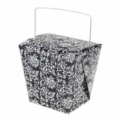 Damask Take Out Boxes with Wire Handle, 12-Piece