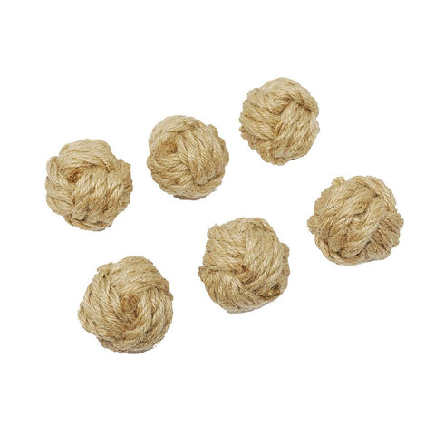 Decorative Jute Rope Ball, Natural, 2-Inch, 6-Count