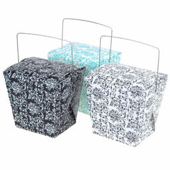 Damask Take Out Boxes with Wire Handle, 12-Piece