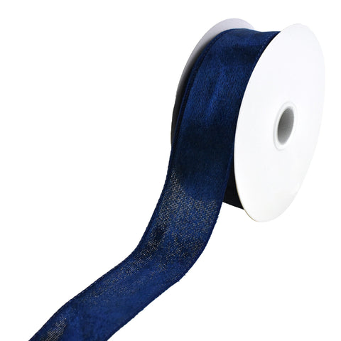 Lush Velvet Wired Ribbon, 1-1/2-Inch, 10-Yard - Navy Blue