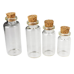 Mini Glass Container Bottles, Assorted Sizes, 4-Piece