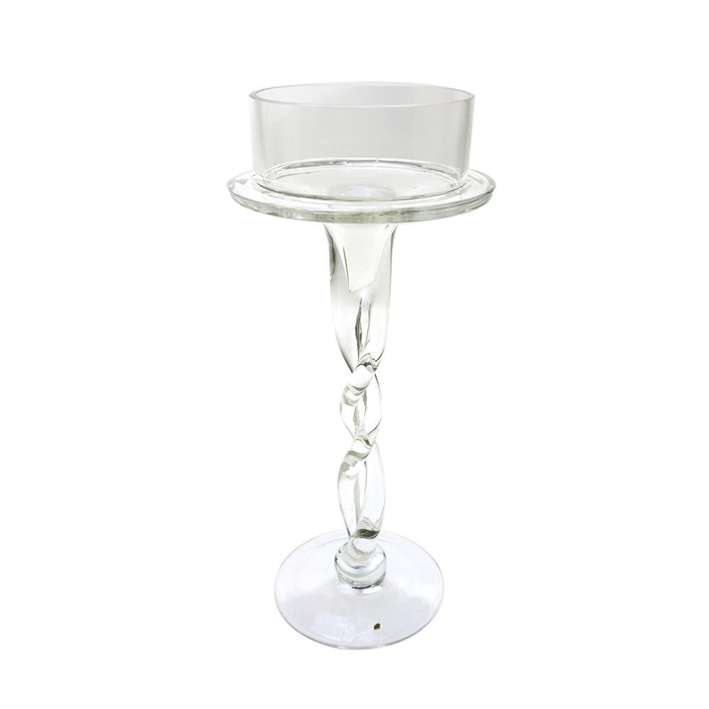 Glass Twisted Candle Holder Stand Centerpiece, 10-Inch