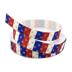 Patriotic Glittered Stars and Stripes Grosgrain Ribbon, 5/8-inch, 10-yard