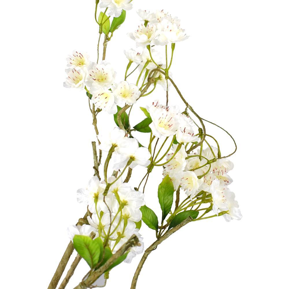 Long Silk Cherry Blossom Flowers Vine, White, 24-Inch