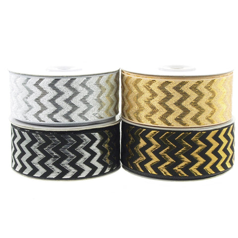 Chevron Ribbon Metallic Shine, 1-1/2-Inch, 25 Yards