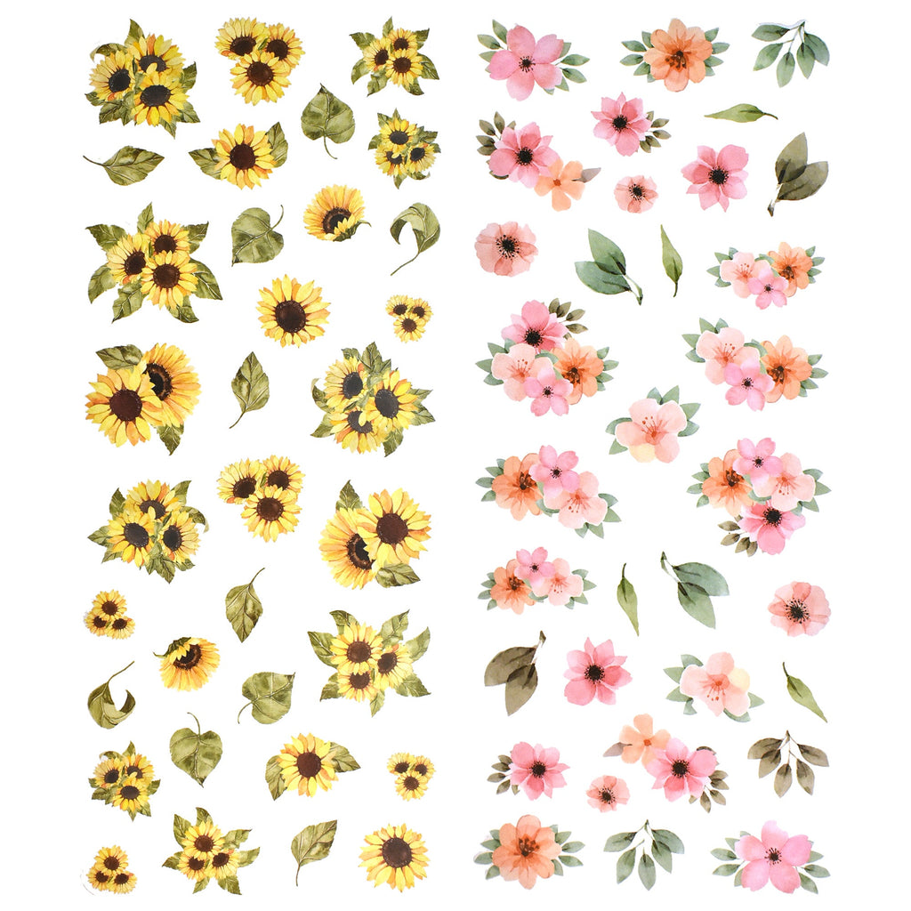 Floral Medley Paper Craft Sticker Sheet, 1-1/2-inch, 66-piece