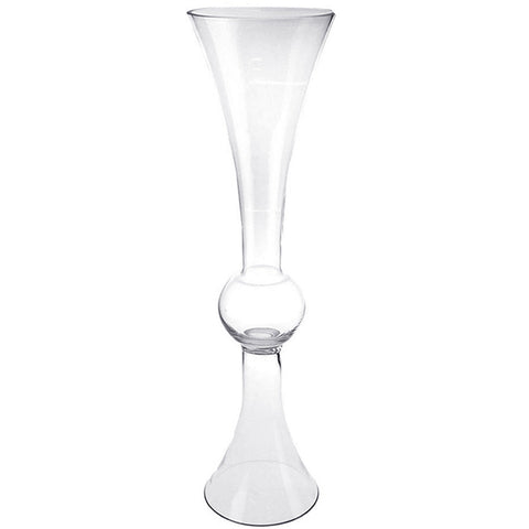Clear Reversible Trumpet Glass Floral Vase, 36-Inch, 2-Count