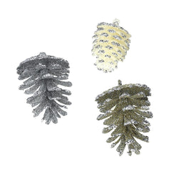 Glitter Frosted Pinecone Christmas Ornaments, 21-piece