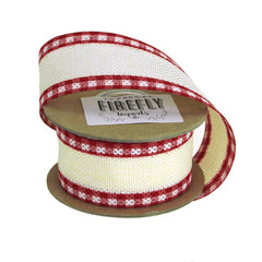 Picnic Burlap Holiday Christmas Ribbon Wired Edge, 1-1/2-Inch, 5 Yards