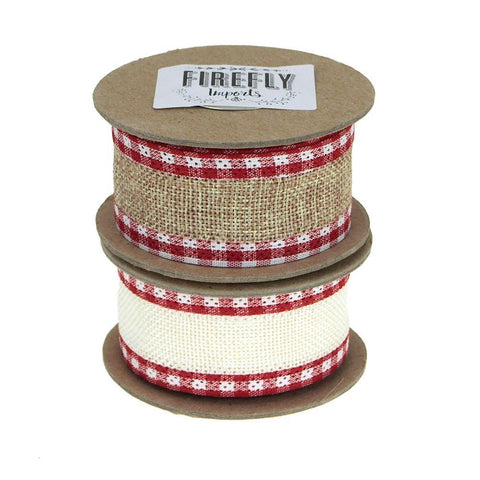 Picnic Burlap Holiday Christmas Ribbon Wired Edge, 1-1/2-Inch, 5 Yards