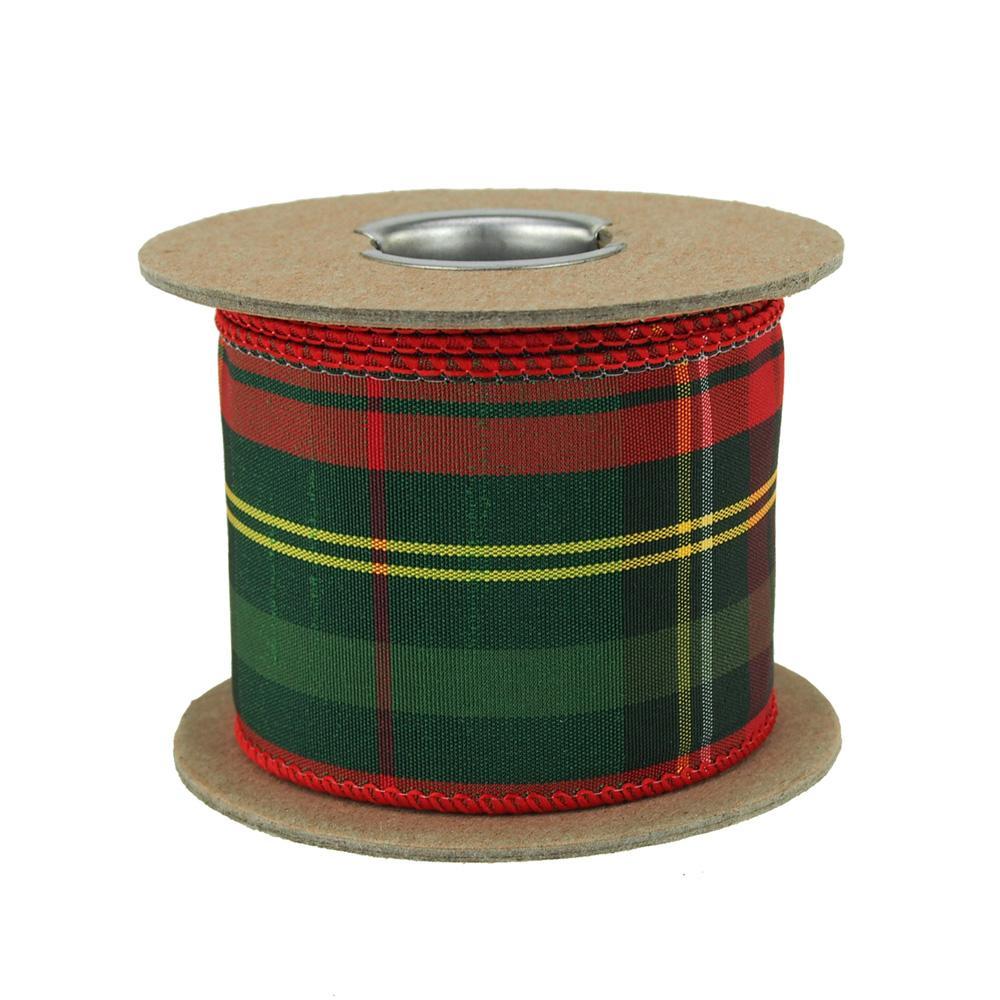 Plaid Tartan Christmas Ribbon Wired Edge, 2-1/2-Inch, 5 Yards, Red/Green