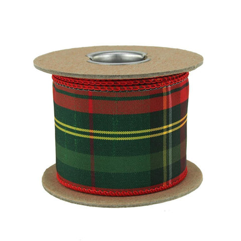 Plaid Tartan Christmas Ribbon Wired Edge, 2-1/2-Inch, 5 Yards, Red/Green