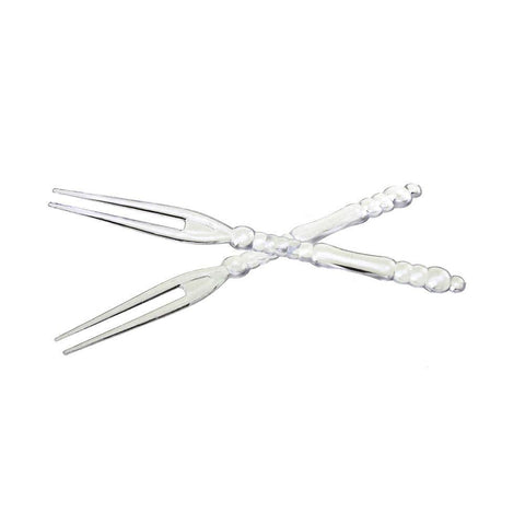 Clear Plastic Mini Dessert Fork Sticks, 3-1/2-Inch, 80-Piece
