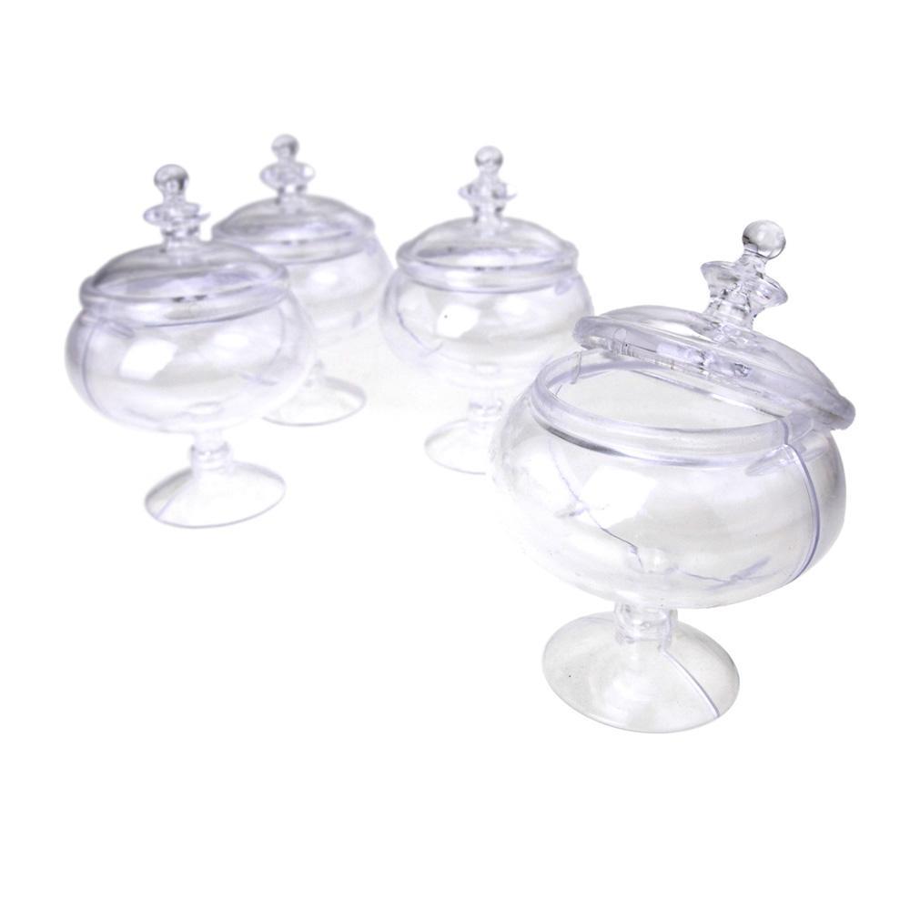 Clear Plastic Round Candy Jar Party Favor, 2-1/2-Inch x 4-Inch, 12-Count