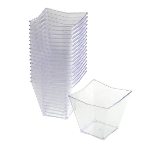 Plastic Mini Appetizer Dessert Trapezoid Bowls, 1-3/4-Inch, 18-Piece, Clear
