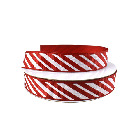 Glittered Candy Cane Stripes Grosgrain Ribbon, 5/8-Inch, 10-Yard