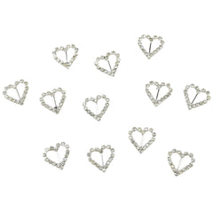 Rhinestone Heart Mini Buckle Accents, 3/4-Inch, 12-Count - Silver