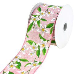 Spring Lillies Faux Linen Wired Ribbon, 2-1/2-Inch, 10-Yard