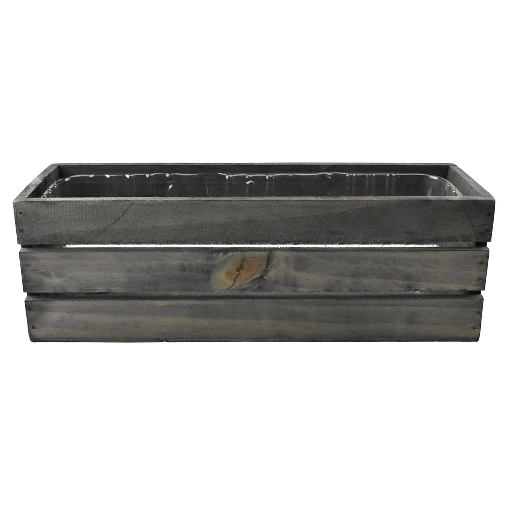 Rustic Wood Rectangle Box, 12-Inch x 4-Inch - Dark Brown