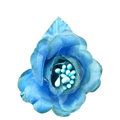 Single Satin Rose Beaded Flowers, 12-Count - Turquoise