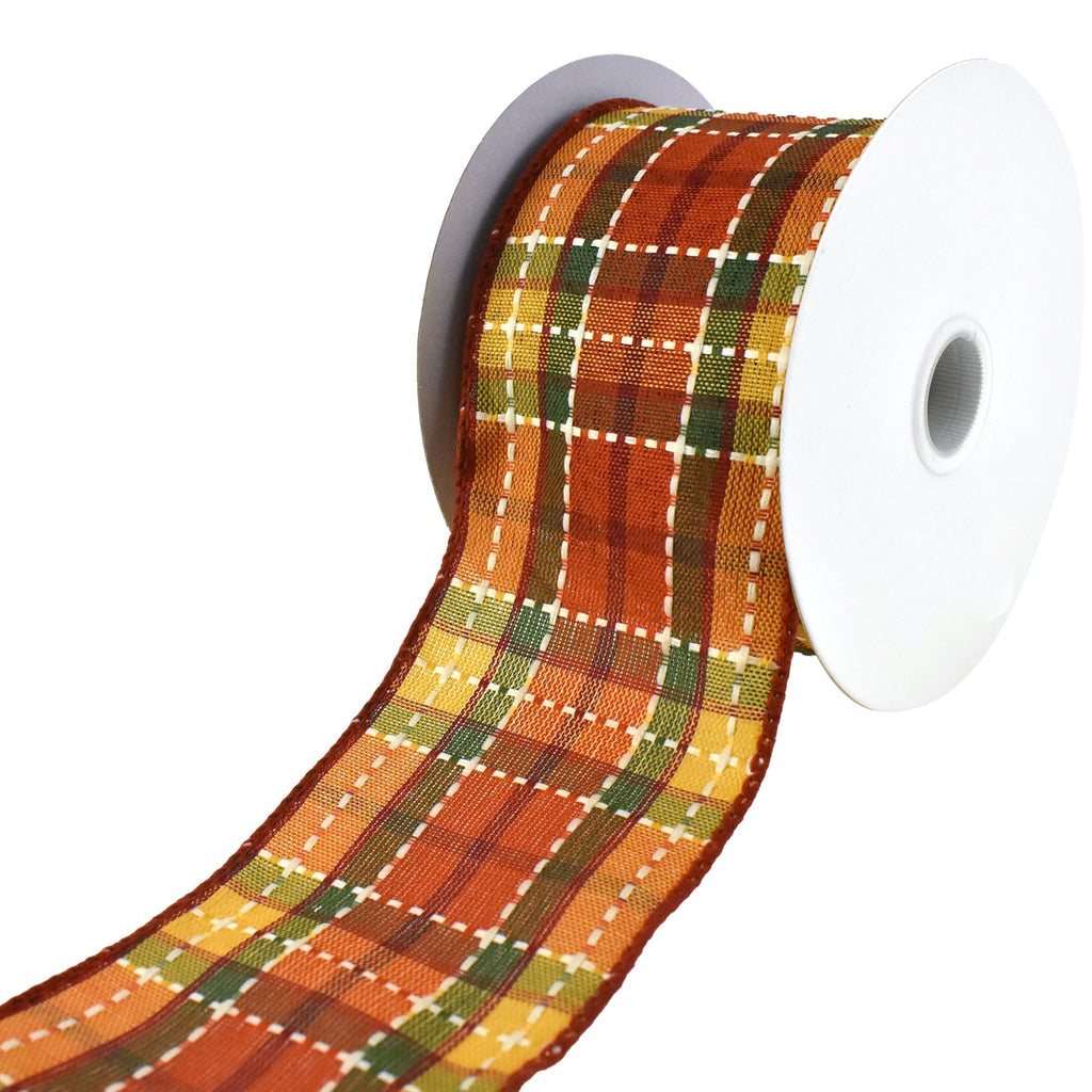 Cider Fall Plaid Wired Ribbon, 2-1/2-Inch, 10-Yard