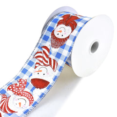 Happy Snowman Gingham Wired Ribbon, 2-1/2-Inch, 10-Yard