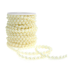 Plastic Flat Back Craft Pearl String, 6mm, 15-Yards