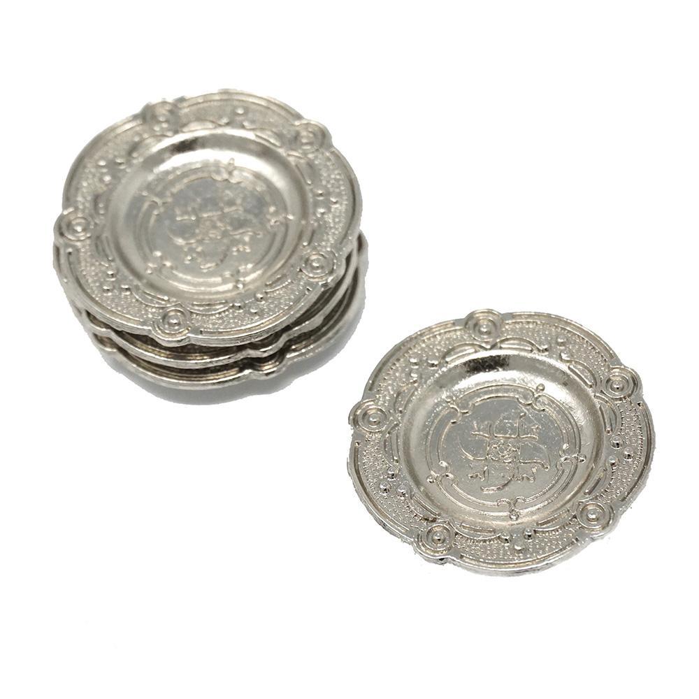 Miniature Pewter Dish Figurines, Silver, 1-1/16-Inch, 4-Piece