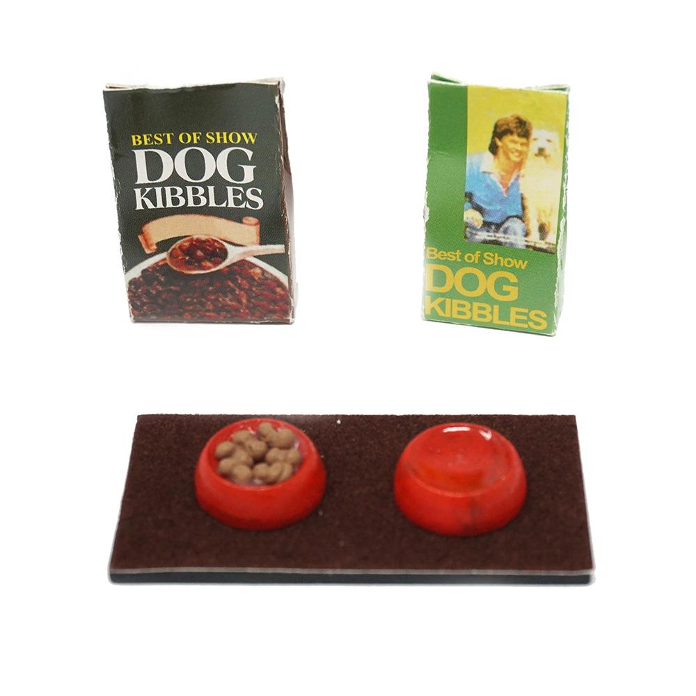 Miniature Dog Food Station Figurine Set, 3-Piece