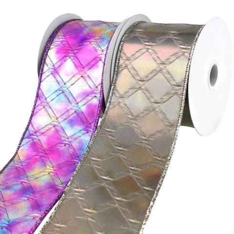 Holographic Diamonds Wired Ribbon, 2-1/2-Inch, 10-Yard