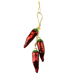 Noble Gems Red Chili Ristra Glass Christmas Ornament, 7-Inch
