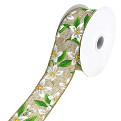 Spring Lillies Faux Linen Wired Ribbon, 1-1/2-Inch, 10-Yard