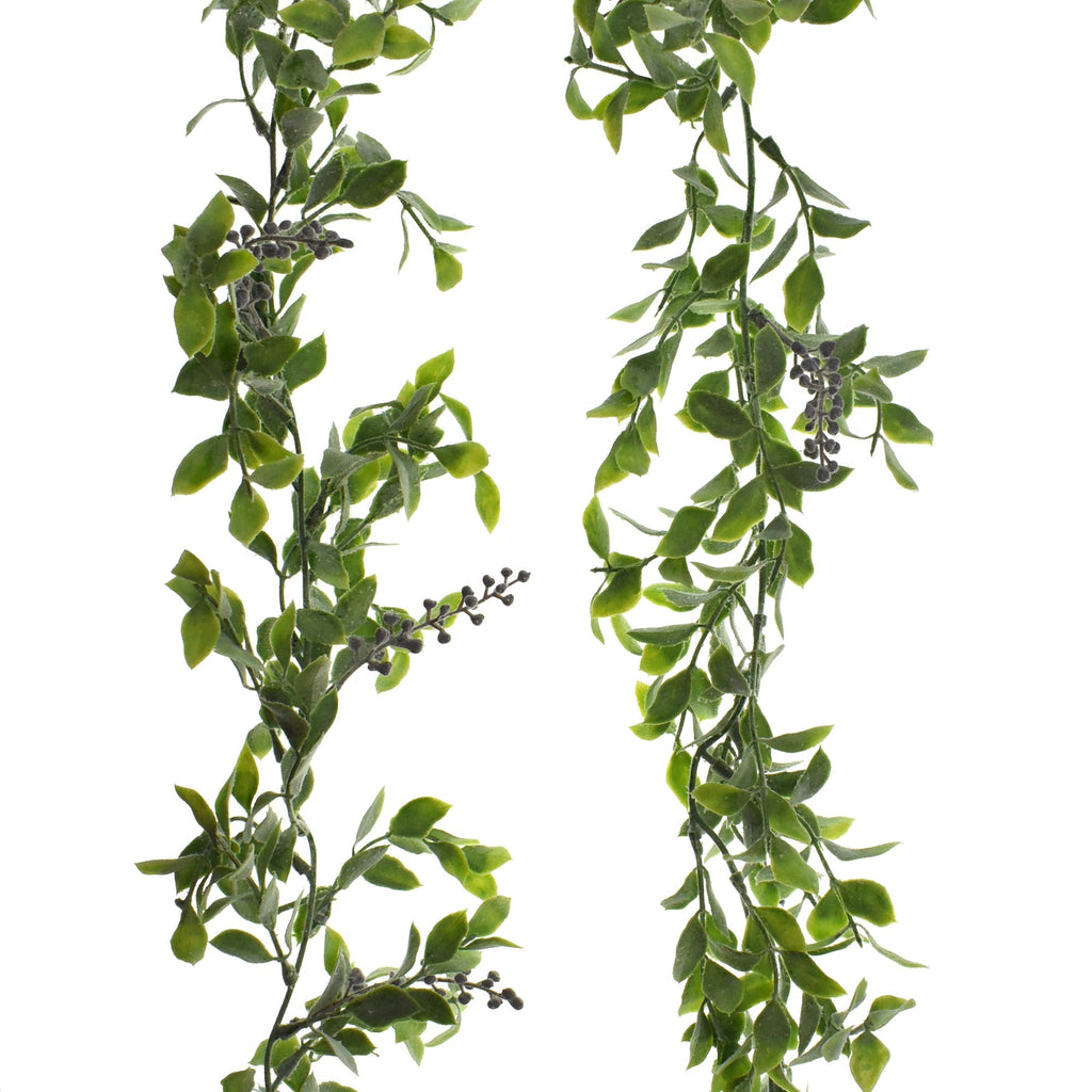 Artificial Flocked Mini Vines & Flower Buds Garland, 6-Feet