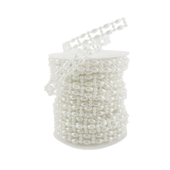 Double Lined Oval Flat Pearl Trim Ribbon, 6mm, 12-Yard