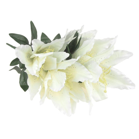 White Silk Tiger Lily Bouquet, 22-Inch