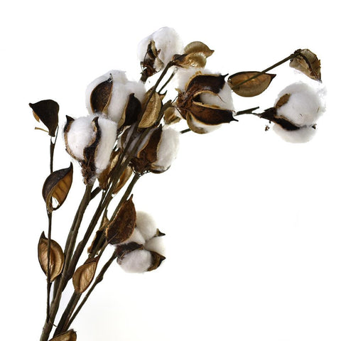Artificial Cotton Spray, White, 24-Inch