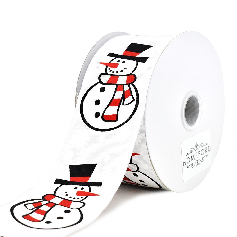 Christmas Cartoon Snowman Printed Ribbon, 1-1/2-Inch, 10-Yard