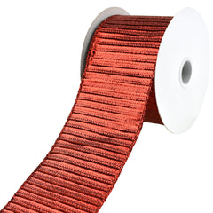 Christmas Shiny Metallic Woven Stripes Wired Ribbon, 2-1/2-Inch, 10-Yard