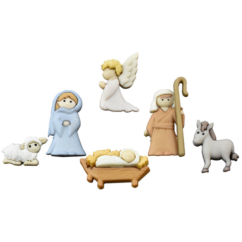 Christmas Nativity Scene Embellishments, 1-Inch, 6-Piece