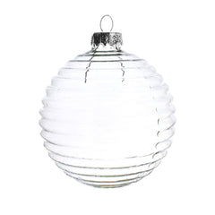 Fillable Glass Ribbed Ball Christmas Ornament, 3-1/4-Inch