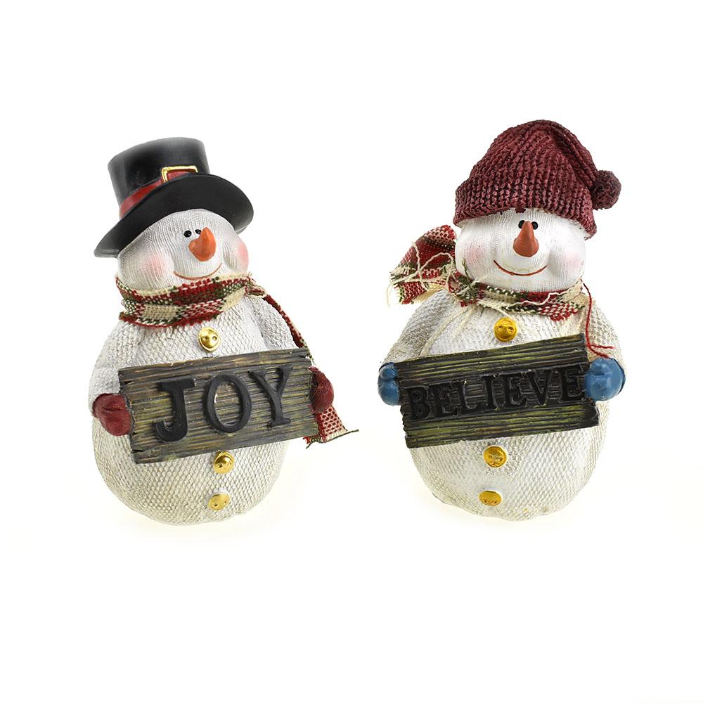Cozy Poly Snowman Christmas Decor, 6-Inch, 2-Piece