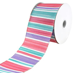 Cotton Candy Ombre Stripes Wired Ribbon, 10-yard