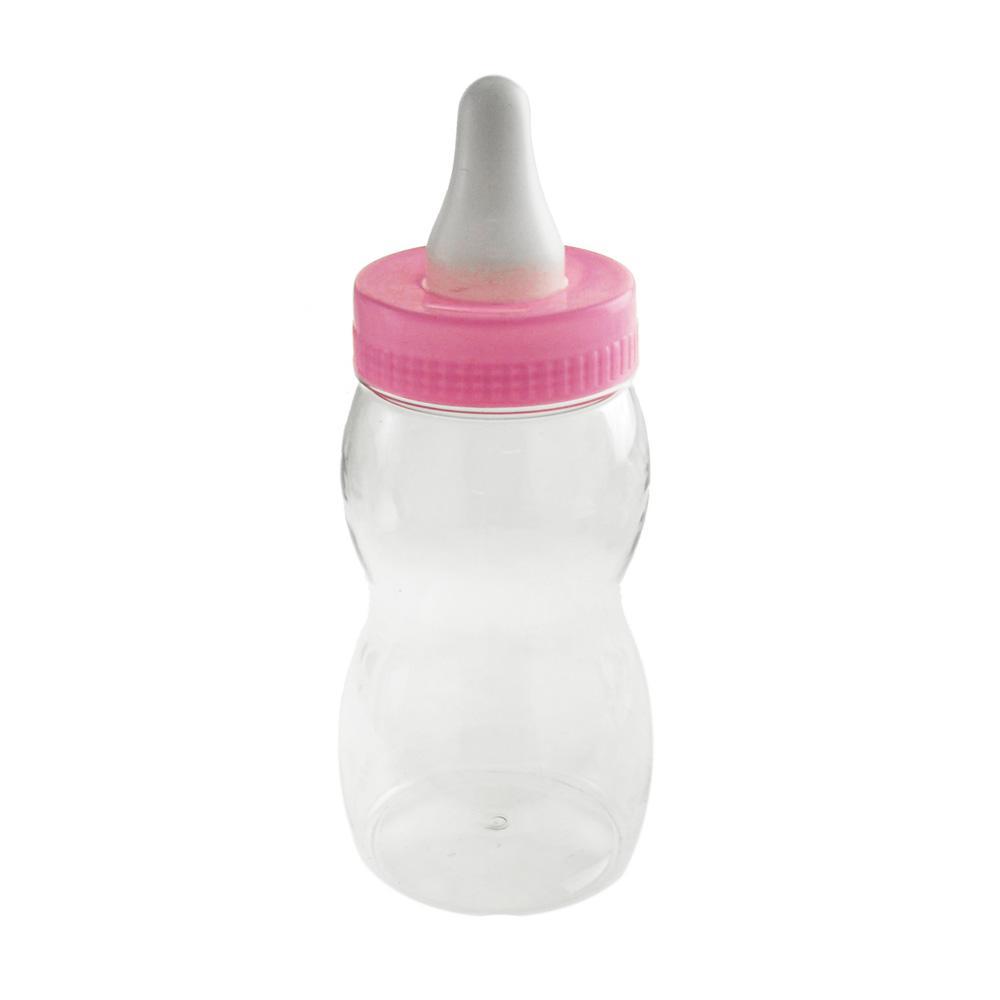 Plastic Baby Milk Bottle Coin Bank, 10-Inch, Light Pink