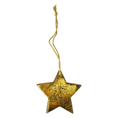 Metallic Brushed Wooden Star Christmas Ornament, 3-1/2-Inch - Gold