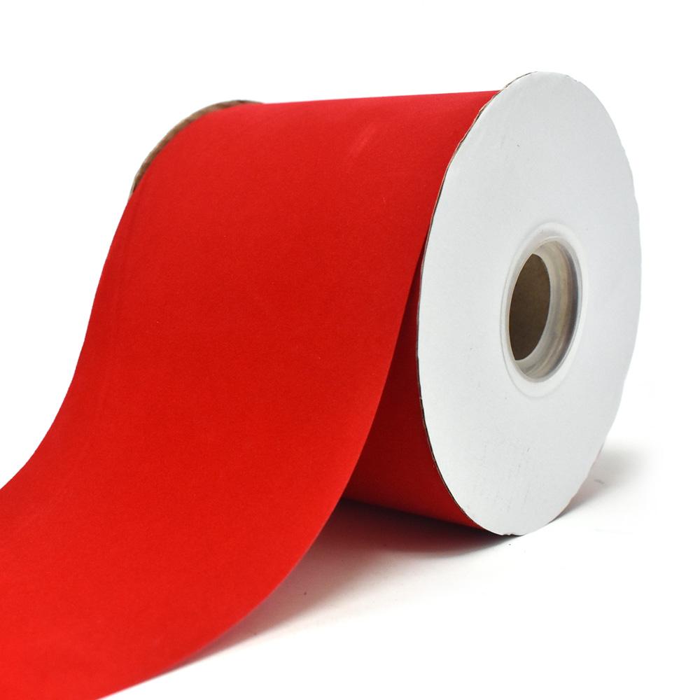 Water Resistant Christmas Velvet Ribbon, Red, 4-Inch, 25-Yard