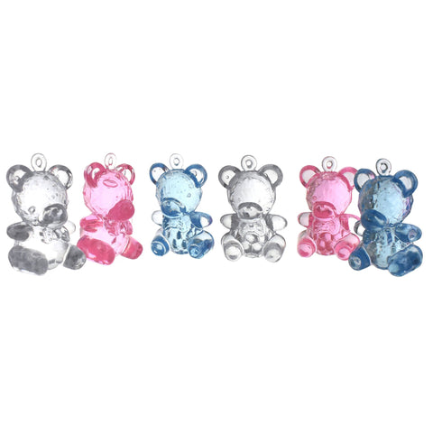 Acrylic Plastic Teddy Bear Baby Shower Favors, 1-3/4-Inch, 12-Count