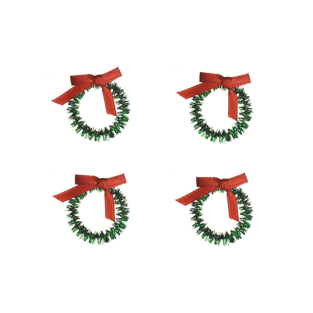 Miniature Round Tinsel Wreath Ornaments, 3/4-Inch, 4-Count