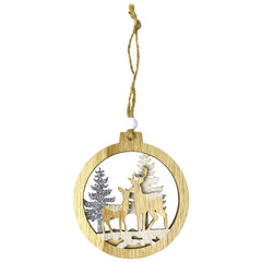 Glittered Reindeer Wooden Cut-Out Christmas Ornaments, 3-1/2-Inch, 3-Piece
