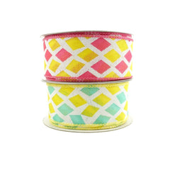 Two Toned Harlequin Wired Linen Ribbon, 1-1/2-Inch, 10-Yard