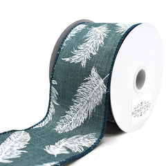 Feathers Linen Wired Ribbon, 2-1/2-Inch, 10-Yard